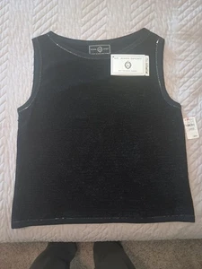 St John Sport by Marie Black Sleeveless Top Sweater Large NWT LIST PRICE $295 - Picture 1 of 12