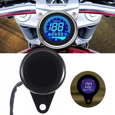 Universal Motorcycle Digital LED LCD Odometer Speedometer Tachometer Speed Gauge Foto 1 de 4