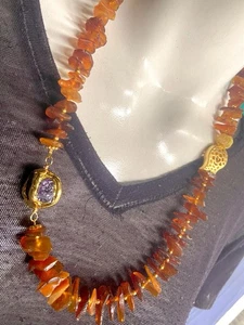 Collier Designer  Bernsteinkette Amethyst Unikat - Bild 1 von 6