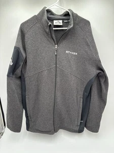 Spyder Jacket Mens XL Gray Full Zip Fleece Softshell Outdoor Hiking Winter Logo - Picture 1 of 9