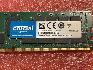 Crucial 32GB 2RX4 PC4-2933 RDIMM CT32G4RFD4293-2G9E2 Micron MTA36ASF4G72PZ-2G9E2 - Afbeelding 1 van 1