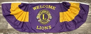Vintage Lions International Club WELCOME LIONS Purple & Gold Advertising Banner - Picture 1 of 8