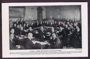 Locarno Conference-Mussolini-Chamberlain Vintage 1925 Print - Picture 1 of 1