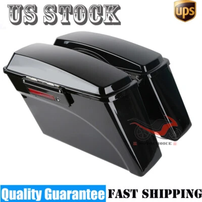 Vivid Black Hard Saddlebag Saddle Bags Fit For Harley Touring Street Glide 94-13 Foto 1 de 4