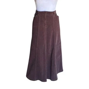 LL Bean Brown Corduroy Midi Skirt A Line Womens Size 12 - Picture 1 of 7