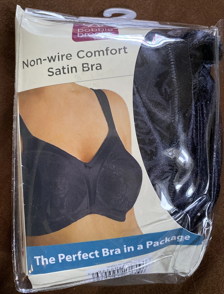 Sujetador Bobbie Brooks negro sin aros cómodo satinado talla 44D @08 Foto 1 de 3