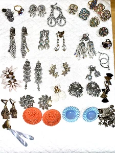 Set Craft Collection Vintage & Marcasit & Strass Clip Ohrringe Ringe - Bild 1 von 16