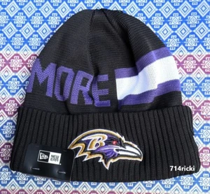 2024 NFL On Field Baltimore Ravens New Era Knit Cuffed Beanie Hat Official - Picture 1 of 3