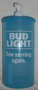 BUD LIGHT NOW SERVING AGAIN HAND SOAP PUMP BOTTLE BLUE WHITE EMPTY LOT 6 - Picture 1 of 4