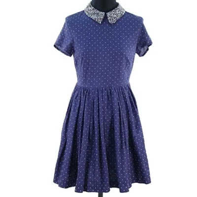 Vestido Manoush Azul con Lunares Rosa Plumetis Strass Línea A Cuello EU 32 Foto 1 de 4