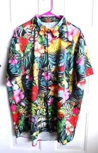 Tikis Torches Floral Herren Hawaiihemd Größe XL Hawaii Native All Over Print - Bild 1 von 5