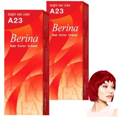 Berina A23 Bright Red Hair Permanent Hair Dye Color Cream Fashion 2 Boxes - Image 1 of 4