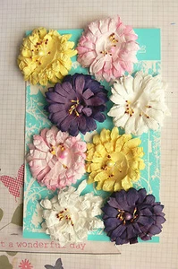SUNFLOWER / GERBERA 8Pack WHITE PINK PURPLE YELLOW with Centre PAPER 50-55mm MHB - Picture 1 of 5