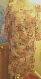 TOGETHER  FLORAL LACE STRETCH L/S LINED ROUCHED FRONT DRESS 16/18 BNWT**REDUCED*