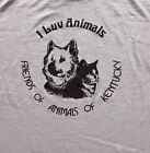 Vtg 80s I Luv Animals T Shirt Dog Cat Kitten Friends Of Animals Kentucky Small