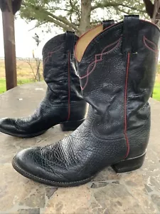MENS TONY LAMA 2022 ROCKABILLY COWBOY BOOTS USA BLACK RED BULL SIZE 9.5 EE - Picture 1 of 10