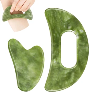 Piedra de Jade Gua Sha Juego de Herramientas de Masaje Cuerpo Guasha Herramienta con Mango Raspado Muscular - Imagen 1 de 7