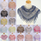 New Flower Women Lace Scarf With Tassels Shawls Neck Triangle Scarves Head Wraps