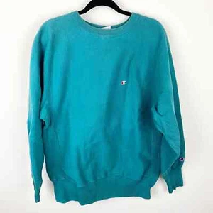 Vintage 90s Champion Reverse Weave Crewneck Sweatshirt Teal XL - Picture 1 of 6
