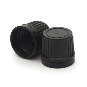 Black Tamper-Evident 18mm Screw On Cap 18/410 Neck Size With EPE Liner ANYAMOUNT - Picture 1 of 2