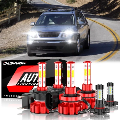 For GMC Acadia 2007-2011 Combo 6x LED Headlight High&Low Beam + Fog Light Bulbs - Image 1 of 4