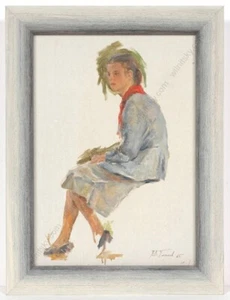 Victor Pirogov (1923-1993) "Young Pioneer", Oil Painting, 1965 (1) - Picture 1 of 5