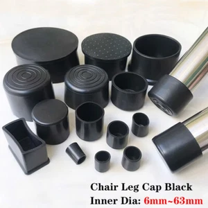 Cubierta de extremo de tubería de tubo de mesa para silla negra 6 mm ~ 63 mm tapas tapa de goma PVC - Imagen 1 de 7