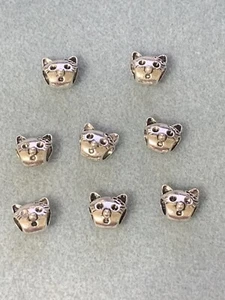 8-PC ANTIQUED TIBET SILVER 2-SIDED CAT HEAD LG. HOLE (5MM) EURO SPACER BEADS-NEW - Picture 1 of 8
