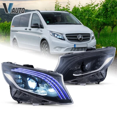 Juego de faros LED secuenciales azules DRL A para Mercedes Benz Metris/Vito 2016-2023 Foto 1 de 4