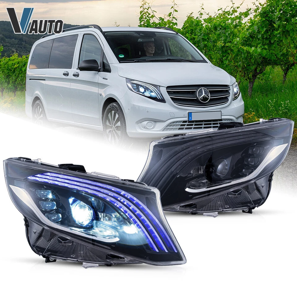For Mercedes Benz Metris/Vito 2016-2023 LED Headlights Sequential Blue DRL A Set - Image 1 of 4