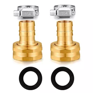 2er-Pack GHT Reparatur Stecker mit Edelstahl Klemmen 5/8 Zoll Widerhaken x 3/4 Buchse GHT Gewinde - Bild 1 von 3