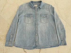 BNWOT ESPRIT DENIM JEANS FABRIC WOMEN'S SHIRT / TOP - SIZE = UK / US LARGE - Picture 1 of 2