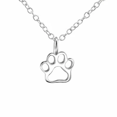 Pfoten Halskette 925 Silber - Kinder Mädchen Damen Hunde Katzen Kette Anhänger - Bild 1 von 4