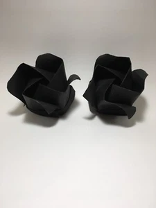 BLACK ORIGAMI ROSES (x9) for crafts, wedding favours, party accessories, gifts - Picture 1 of 3