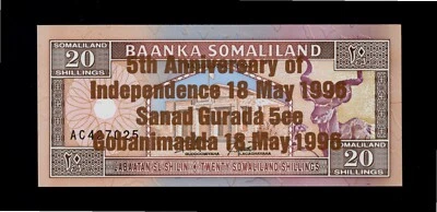SOMALILAND  20 SHILLINGS  1996 BRONZE COMMEMORATIVE ISSUE PICK # 10  UNC. - Image 1 of 2