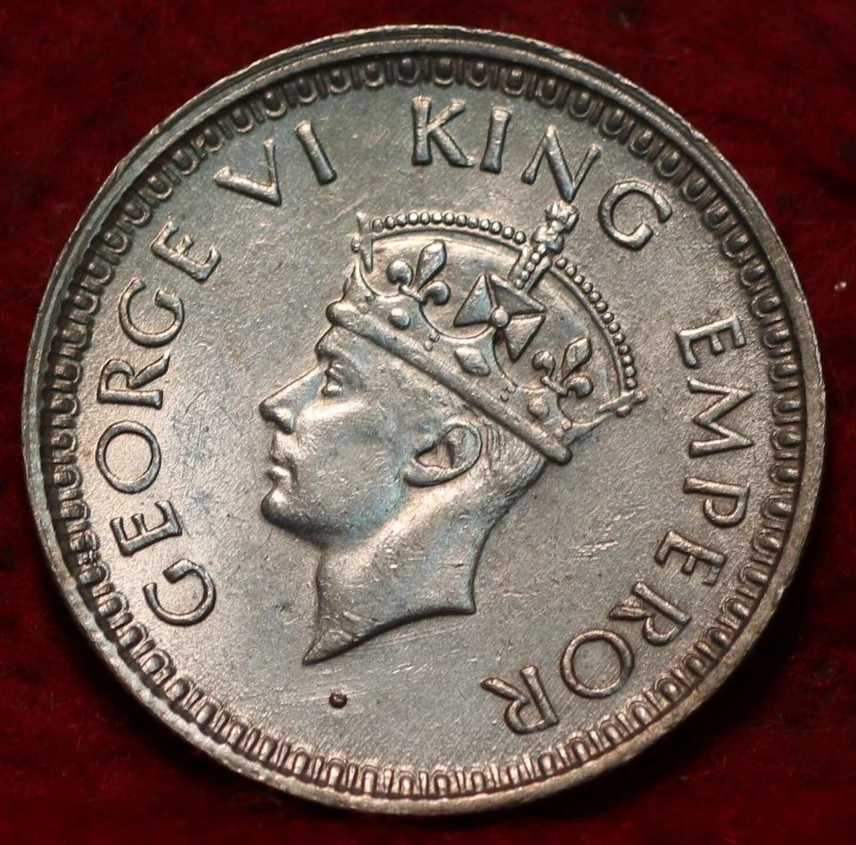 🇮🇳 Moneda Extranjera de Plata India Británica 1945 Sin Circular 1/4 Rupia Foto 1 de 2