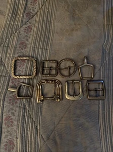 Lot of 8 Brass Belt Buckles Vintage - Picture 1 of 5