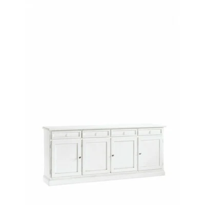 CREDENZA MADIA ARTE POVERA 4 PORTE 4 CASSETTI BIANCO OPACO CLASSICO - Image 1 of 4