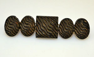 ANTIQUE VICTORIAN ENGLISH CREPE STONE MOURNING BAR PIN WITH SQUARE & OVAL SHAPES - Picture 1 of 4