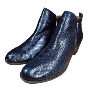 Botines Lucky Brand Basel piel de serpiente cuero negro talla 11 cremallera lateral tacón cuadrado - Imagen 1 de 9