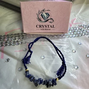 Pulsera hecha a mano ajustable de sodalita 7 pulgadas solidaridad natural casa gema de cristal  - Imagen 1 de 1