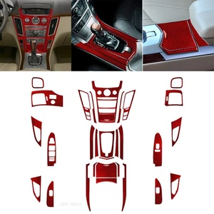 NEW Real Red Carbon Fiber Whole Interior Trim Set For Cadillac CTS 2008-13 31pcs - Foto 1 di 12