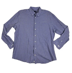 Johnnie O Gingham Check Long Sleeve Button Down Shirt Mens XL Pocket Purple - Picture 1 of 4