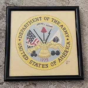 vintage needlepointed department of the army emblem - Picture 1 of 3