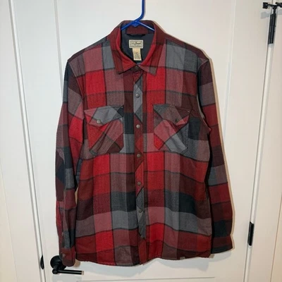 LL Bean Katahdin Performance Fleece Lined Wool Snap on Shirt. Casual Heavyweight - Image 1 of 4