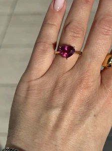  Massiver 14K Gold natürlicher Rubin Herz Ring Größe 7 - Bild 1 von 9