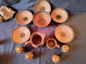 Authentic 1970's Ukrainian Vasylkiv Majolica Folk Art Pottery Dinnerware Set - Picture 1 of 9