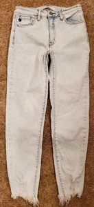 KanCan High Rise Ankle Skinny Jeans Size 9/28 Fray Hem Light Blue Distressed EC - Picture 1 of 6