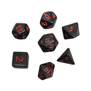Midnight Black & Neon Red Marbled DND Dice Set, 7 Piece Dice Set, Roll Playing G - Picture 1 of 2