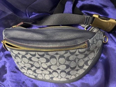 Coach Warren Belt Bag In Signature Chambray CG994 Brass/Denim Waist belt bag EUC - Image 1 of 4